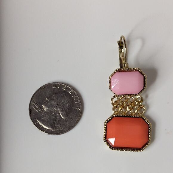 Nwt Chain Link Creamsicle and Pink Earrings - Picture 5 of 8